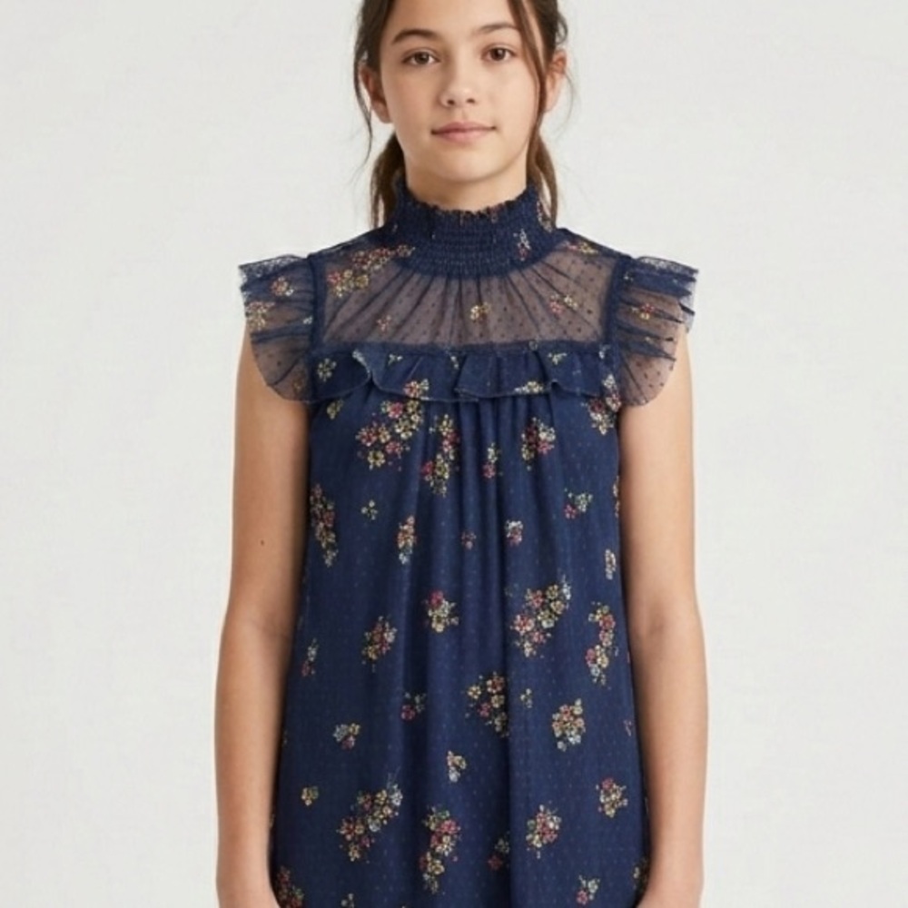 Speechless Kids Summer Navy Dress with Floral Accents size 14/16 Kids